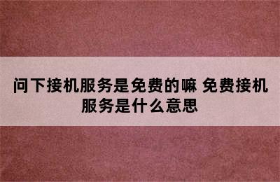 问下接机服务是免费的嘛 免费接机服务是什么意思